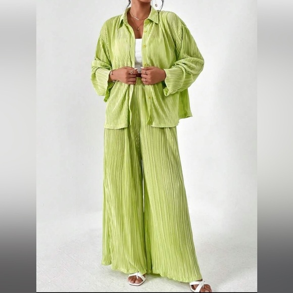 SHEIN Essnce Drop Shoulder Shirt & Wide Leg Pants large two piece matching set - Picture 11 of 11